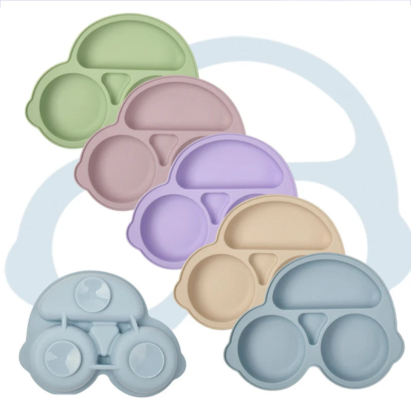 Anti-tip Silicone Plate with Suction Cup – Microwave Safe
