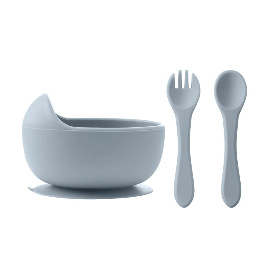Spill-Proof Feeding Set – 3 Pieces (Bowl + Spoon + Fork)