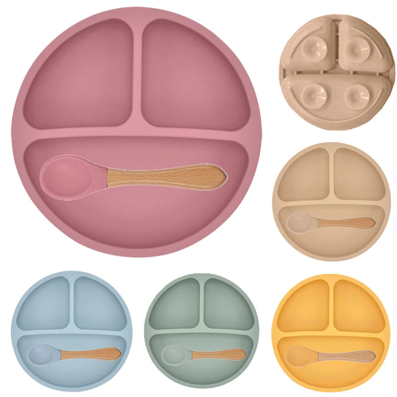 Anti-tip Silicone Plate with Suction Cup – Microwave Safe