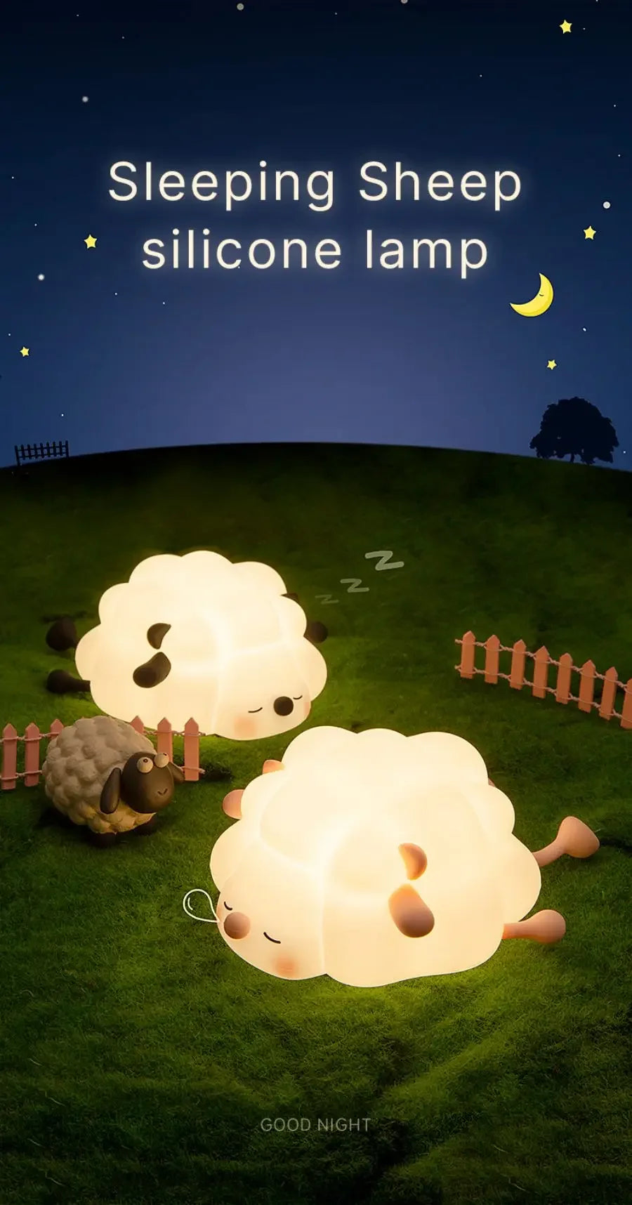 LED Night Light – Soft Silicone USB Rechargeable Lamp for Kids