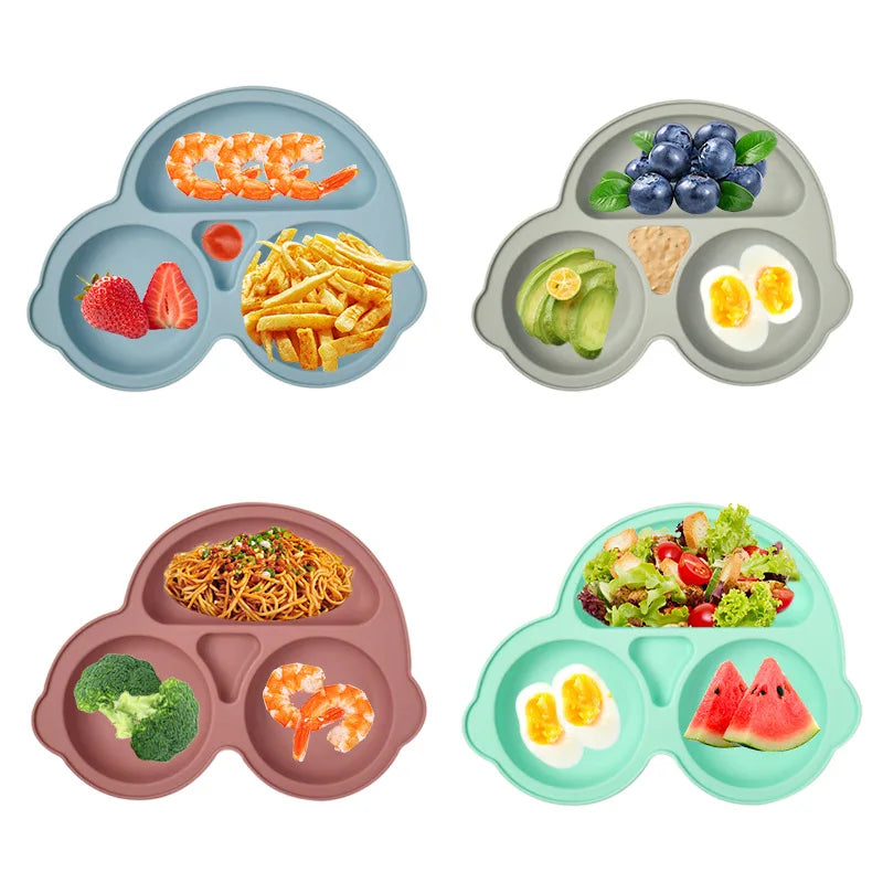 Anti-tip Silicone Plate with Suction Cup – Microwave Safe
