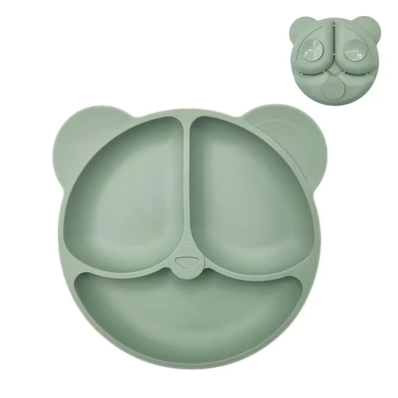 Anti-tip Silicone Plate with Suction Cup – Microwave Safe
