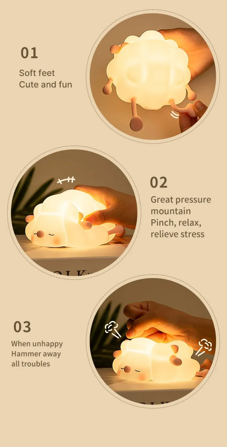 LED Night Light – Soft Silicone USB Rechargeable Lamp for Kids