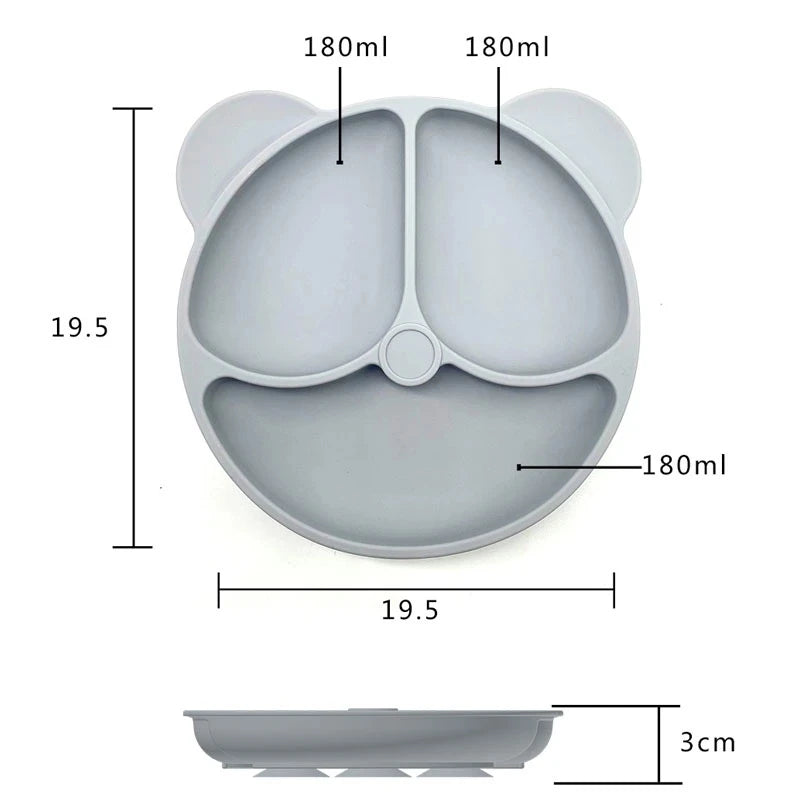 Anti-tip Silicone Plate with Suction Cup – Microwave Safe