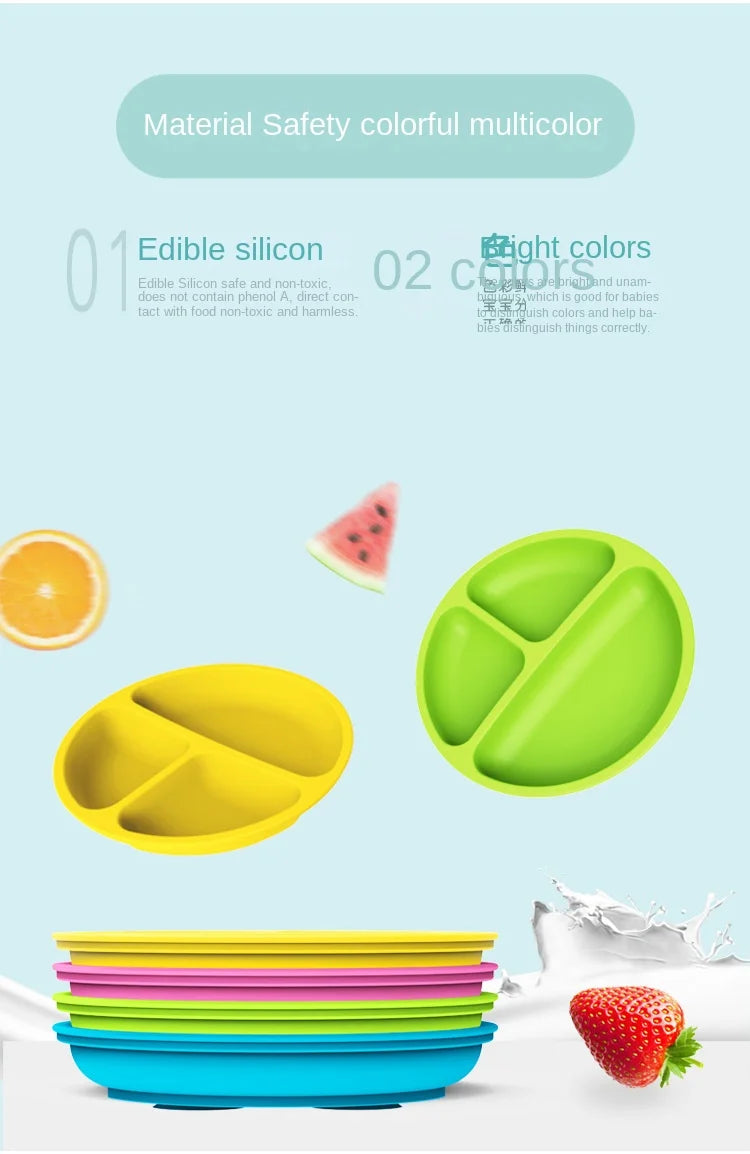 Anti-tip Silicone Plate with Suction Cup – Microwave Safe