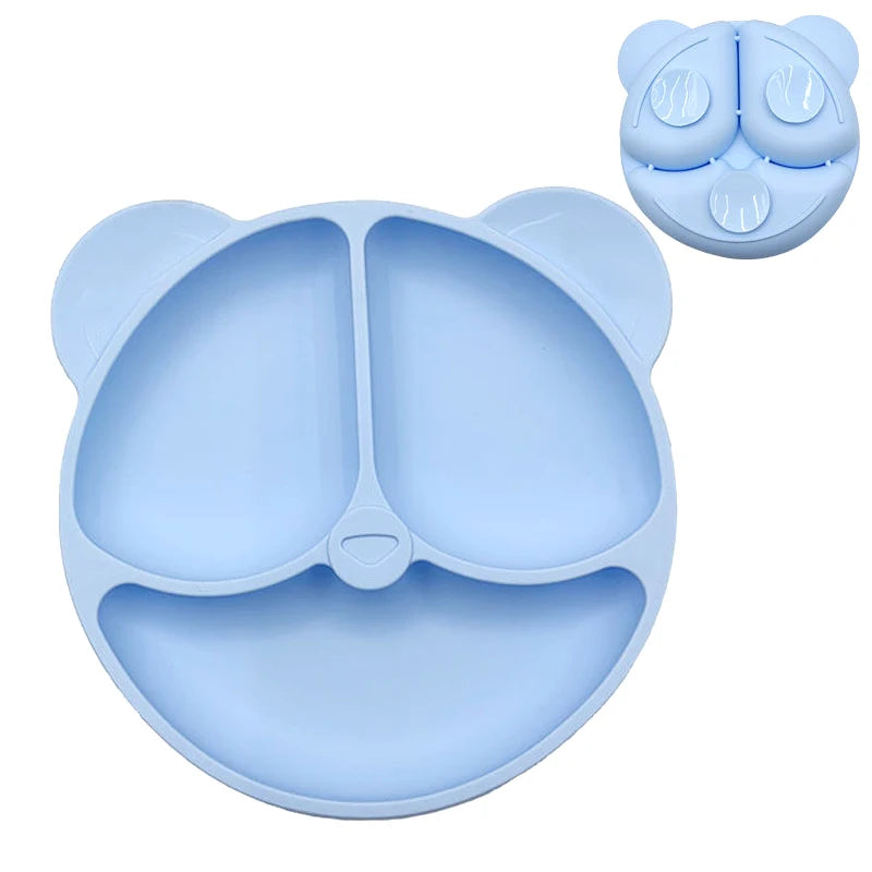 Anti-tip Silicone Plate with Suction Cup – Microwave Safe