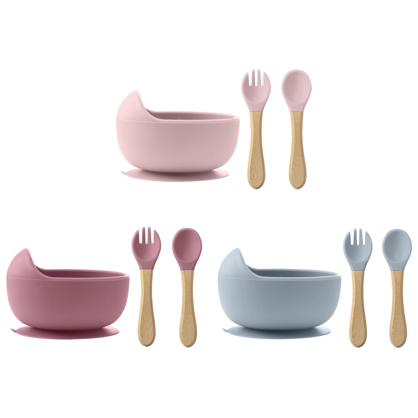 Spill-Proof Feeding Set – 3 Pieces (Bowl + Spoon + Fork)