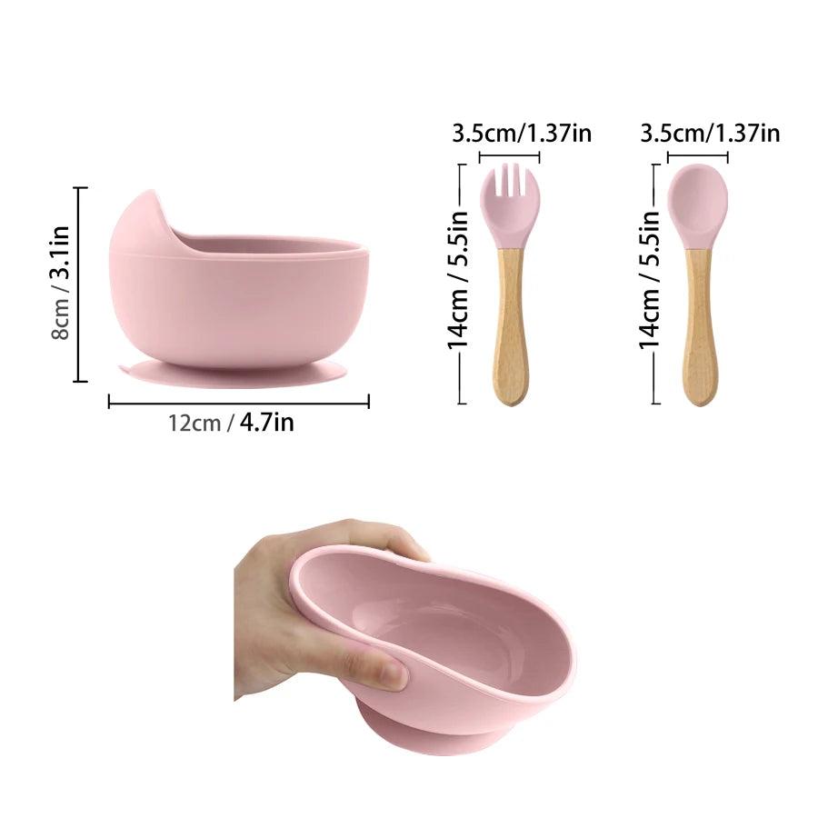 Spill-Proof Feeding Set – 3 Pieces (Bowl + Spoon + Fork)