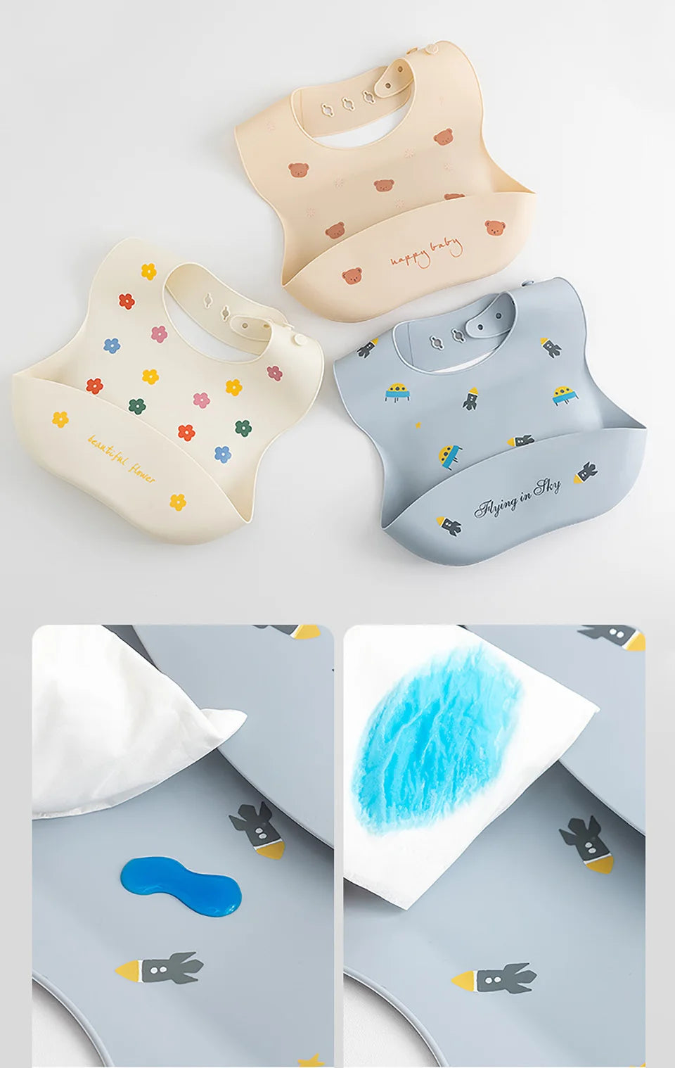 Silicone Bib with Spill-Proof Pocket