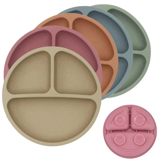 Anti-tip Silicone Plate with Suction Cup – Microwave Safe