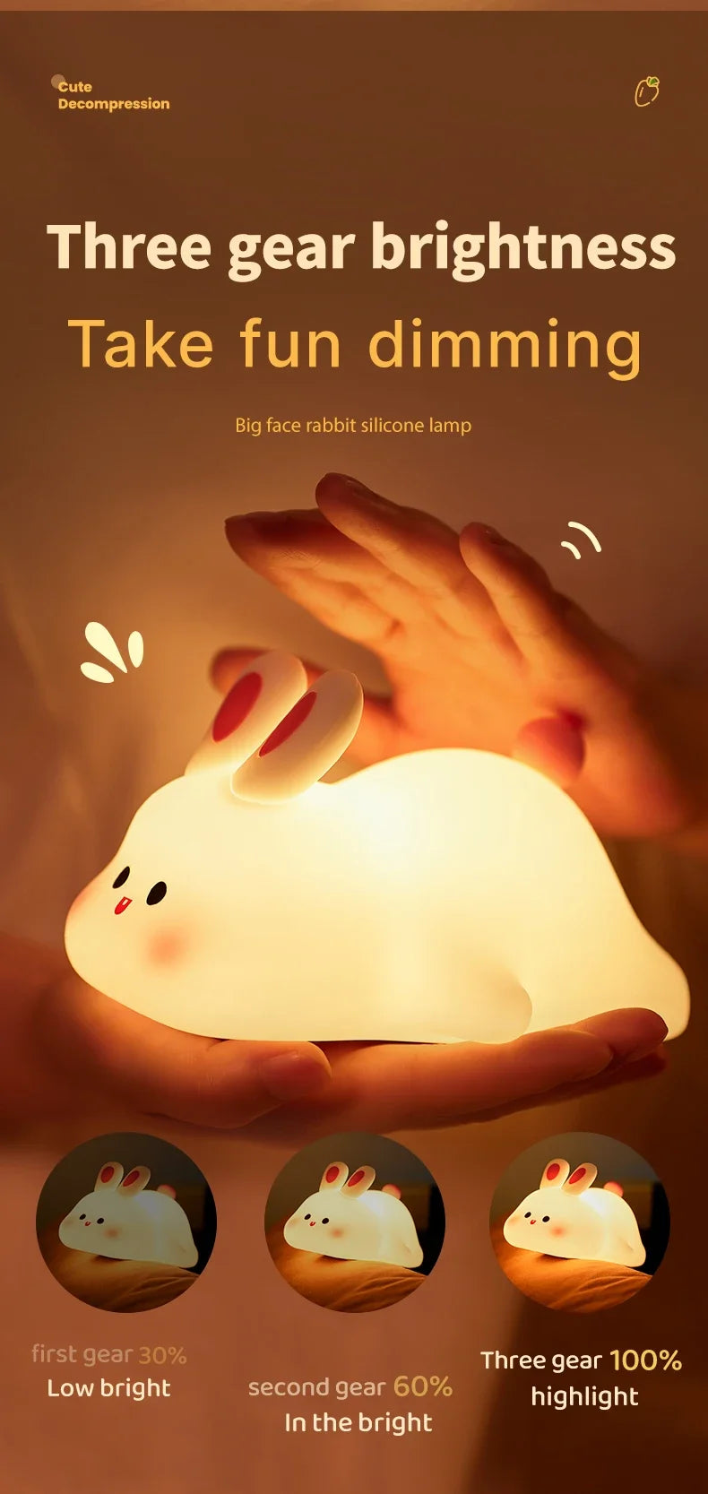 LED Night Light – Soft Silicone USB Rechargeable Lamp for Kids
