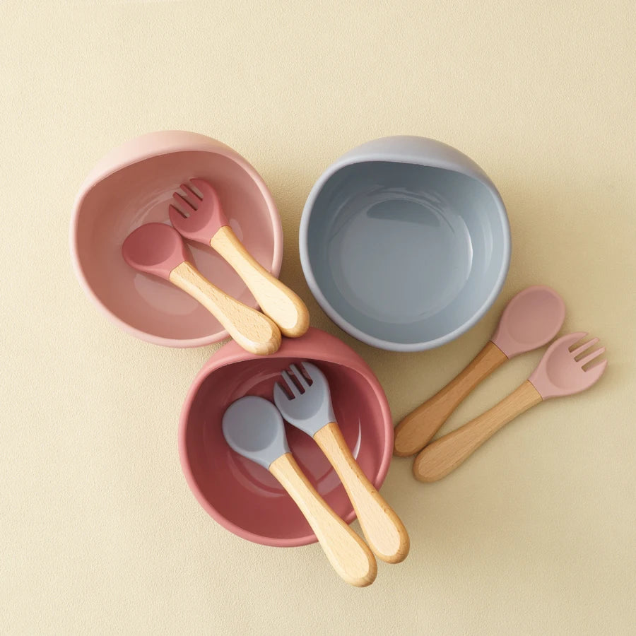 Spill-Proof Feeding Set – 3 Pieces (Bowl + Spoon + Fork)