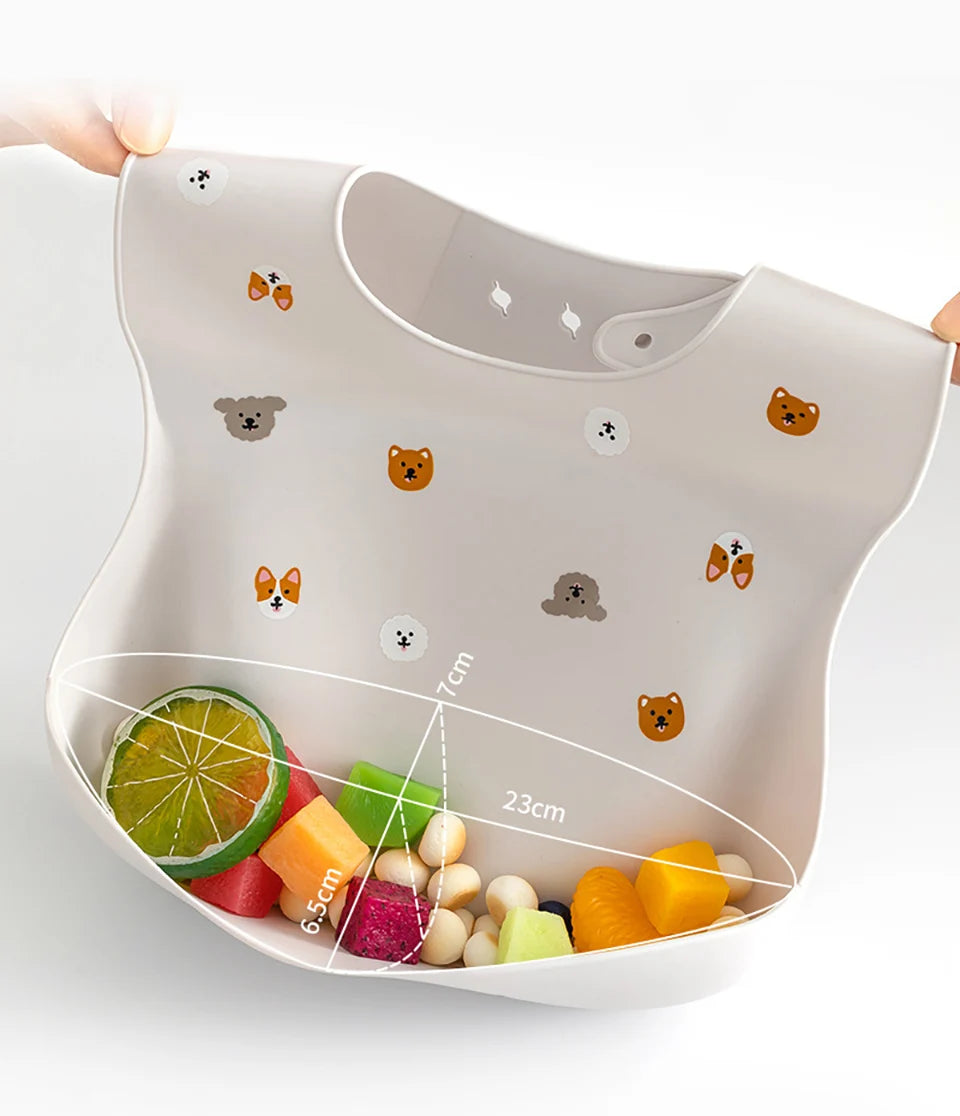 Silicone Bib with Spill-Proof Pocket