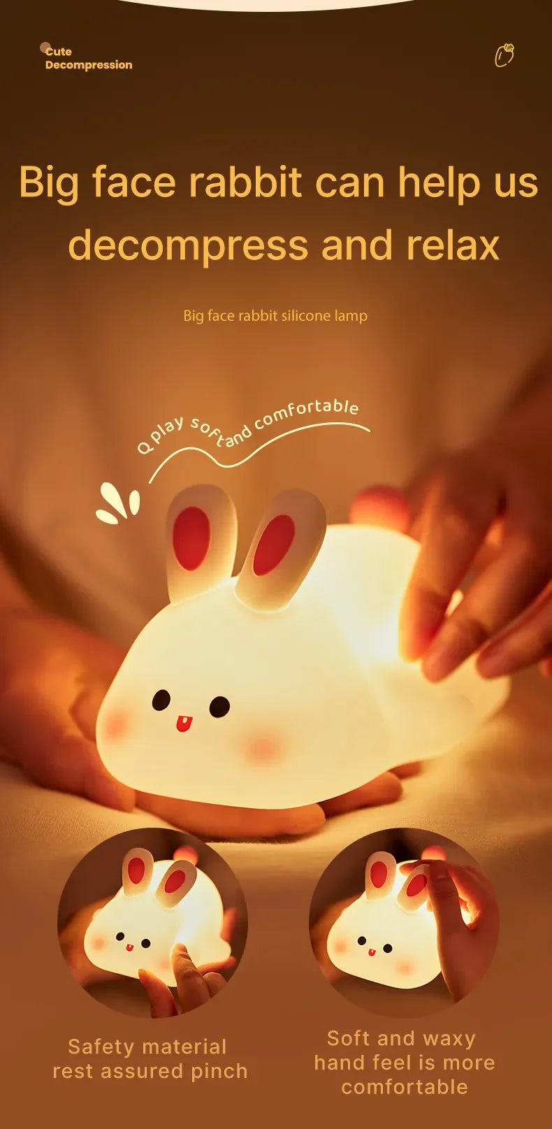 LED Night Light – Soft Silicone USB Rechargeable Lamp for Kids