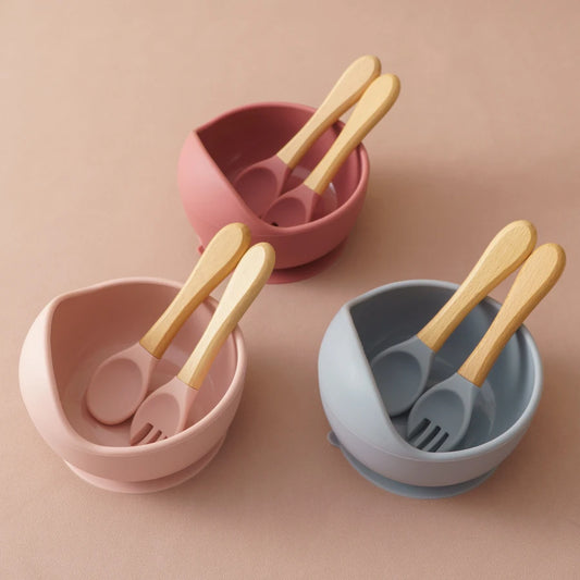 Spill-Proof Feeding Set – 3 Pieces (Bowl + Spoon + Fork)