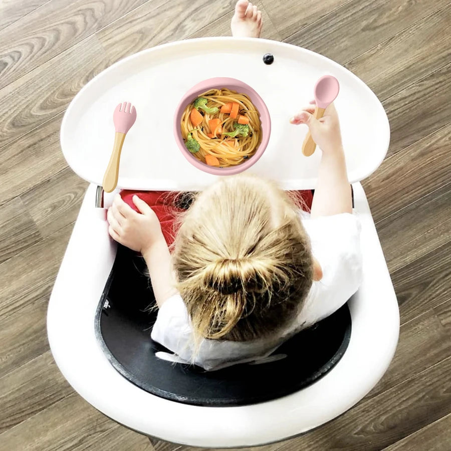 Spill-Proof Feeding Set – 3 Pieces (Bowl + Spoon + Fork)