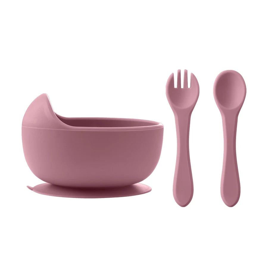 Spill-Proof Feeding Set – 3 Pieces (Bowl + Spoon + Fork)
