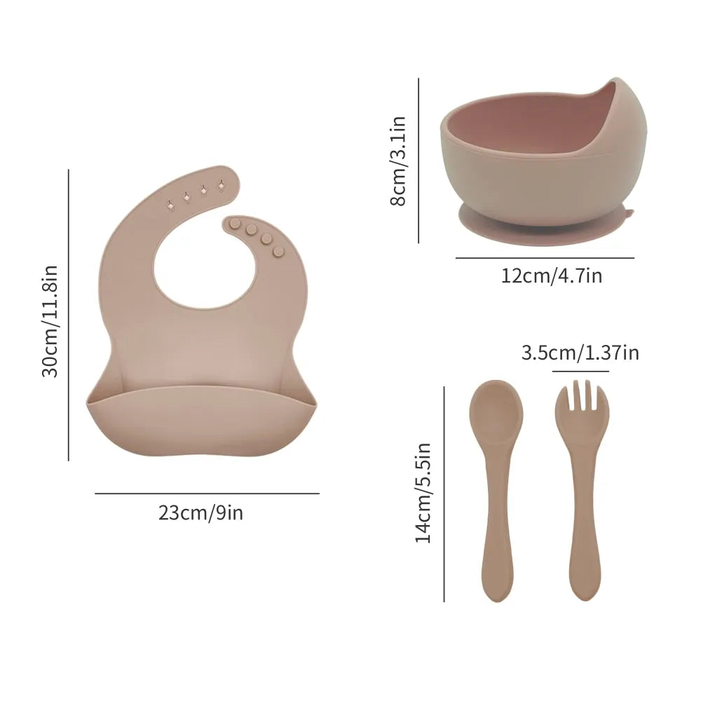 Complete Feeding Set – 8 Pieces Silicone (Bowl, Plate, Cutlery and more)