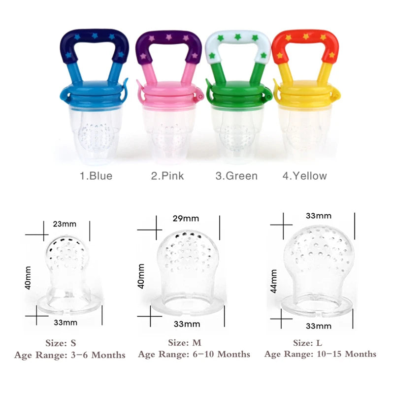 Baby Feeding Set (5pcs) – Spoon Bottle & Silicone Fruit Pacifier