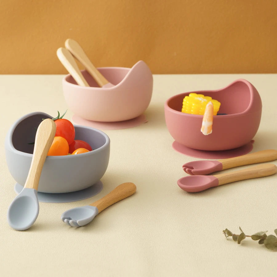 Spill-Proof Feeding Set – 3 Pieces (Bowl + Spoon + Fork)