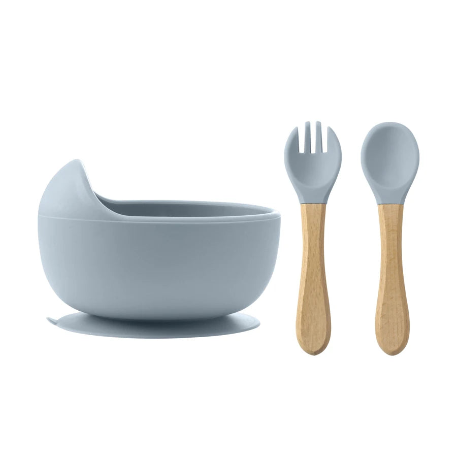 Spill-Proof Feeding Set – 3 Pieces (Bowl + Spoon + Fork)